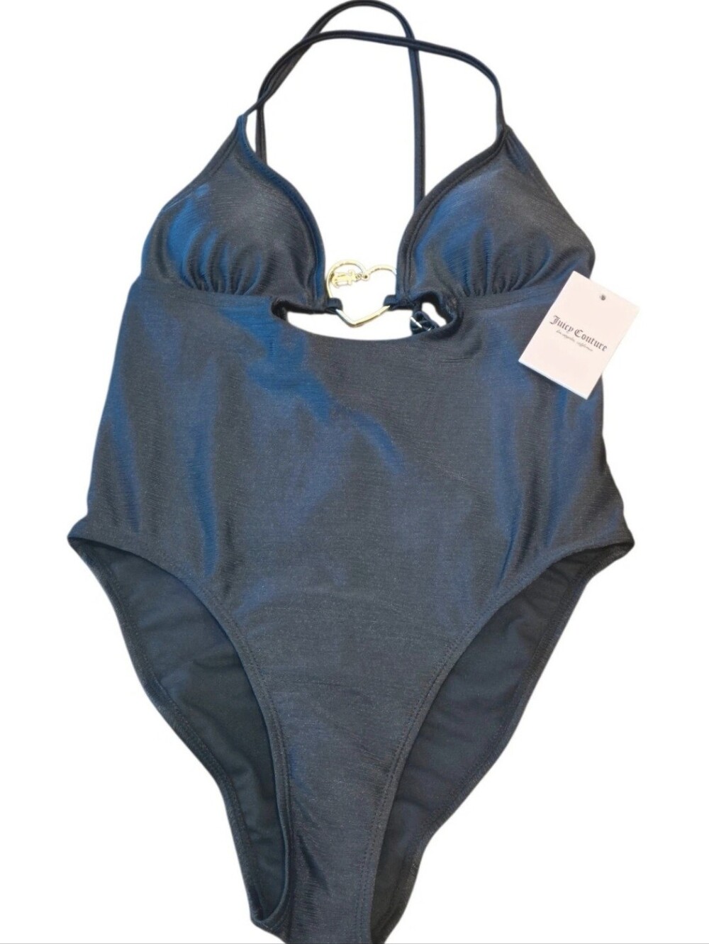 Juicy Couture Black One-Piece Swimsuit with Gold Heart Detail